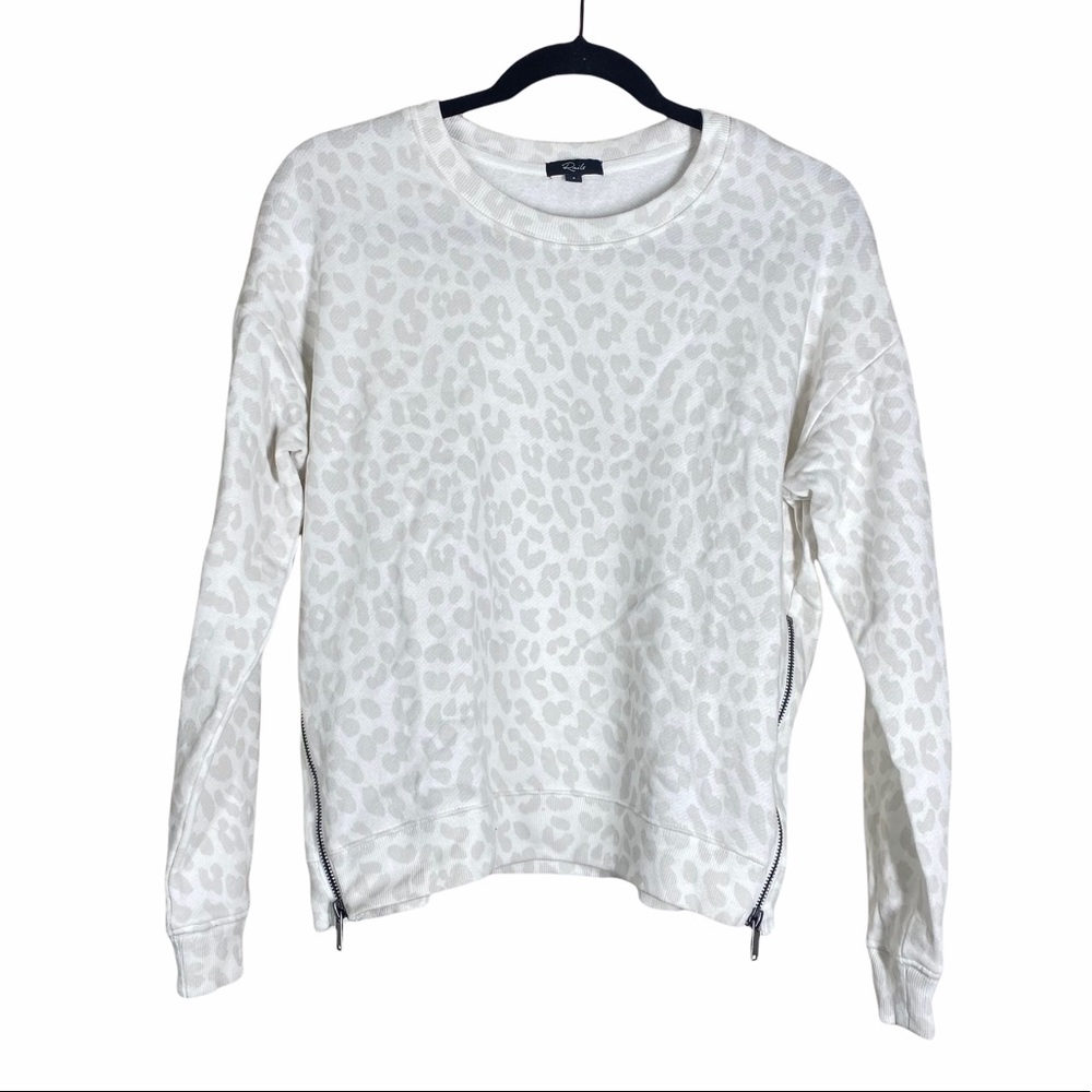 RAILS Marlo Zip Sweatshirt In Grey Jaguar Design Side Zipper Detail sz Small